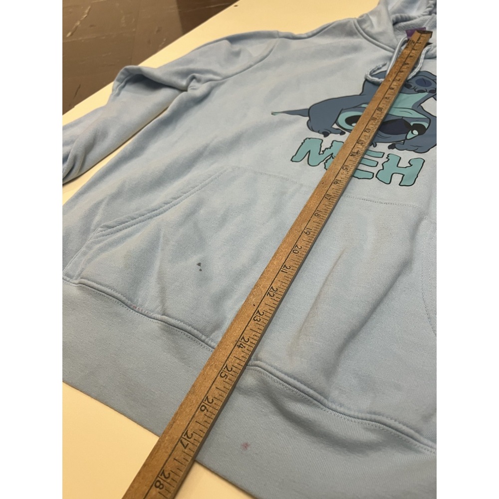 Disney Lilo & Stitch Hoodie Adult M Blue Meh Stitch Pullover Sweatshirt - Picture 7 of 8
